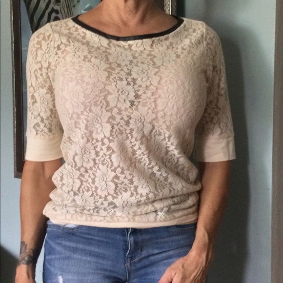 The Limited laced top with black faux leather collar size S - Picture 1 of 4